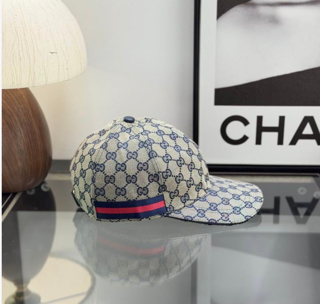 Gorra Original GG Canvas Baseball Cap con Web en combinación Beige / Azul Marino de Gucci
