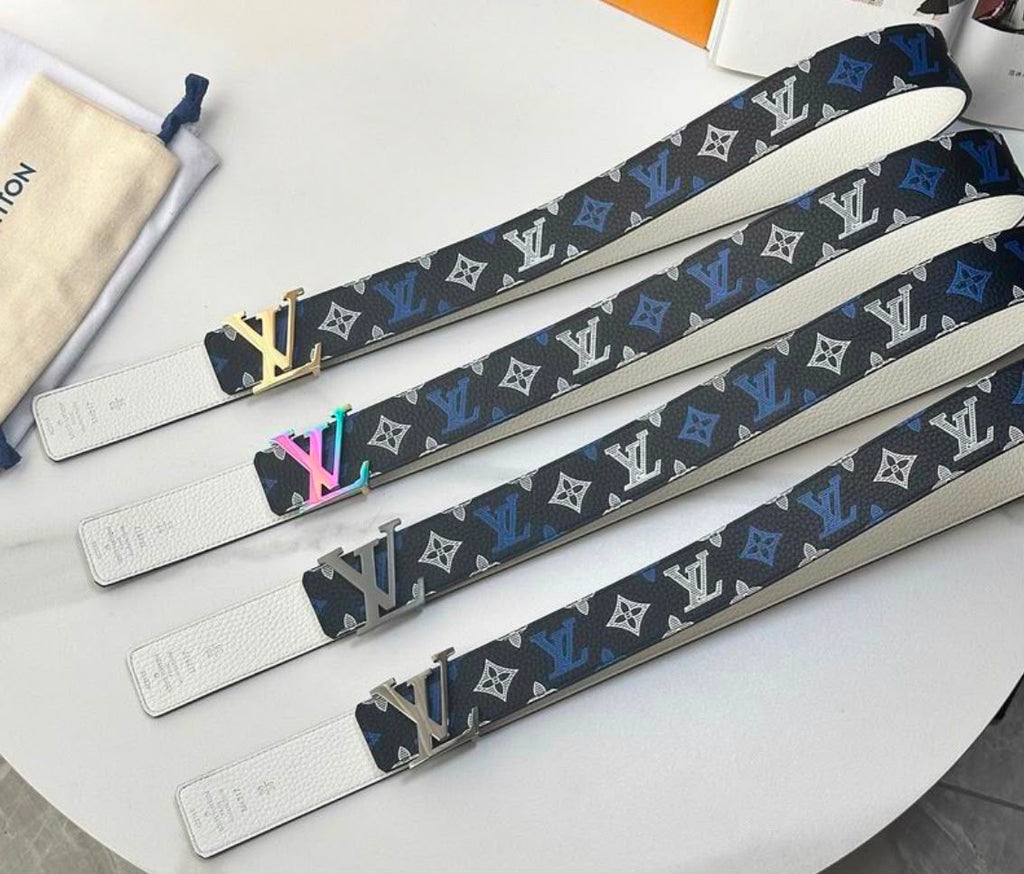 Cinturón Louis Vuitton LV Shape 40mm Reversible Belt "Monogram Multicolor / Denim Blue"