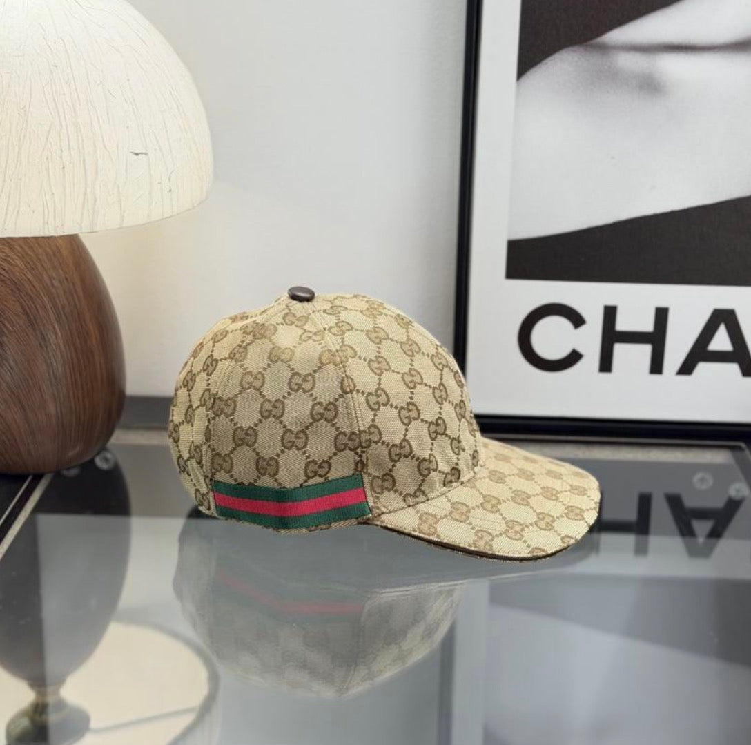Gorra Original GG Canvas Baseball Cap con Web en combinación Beige / Azul Marino de Gucci