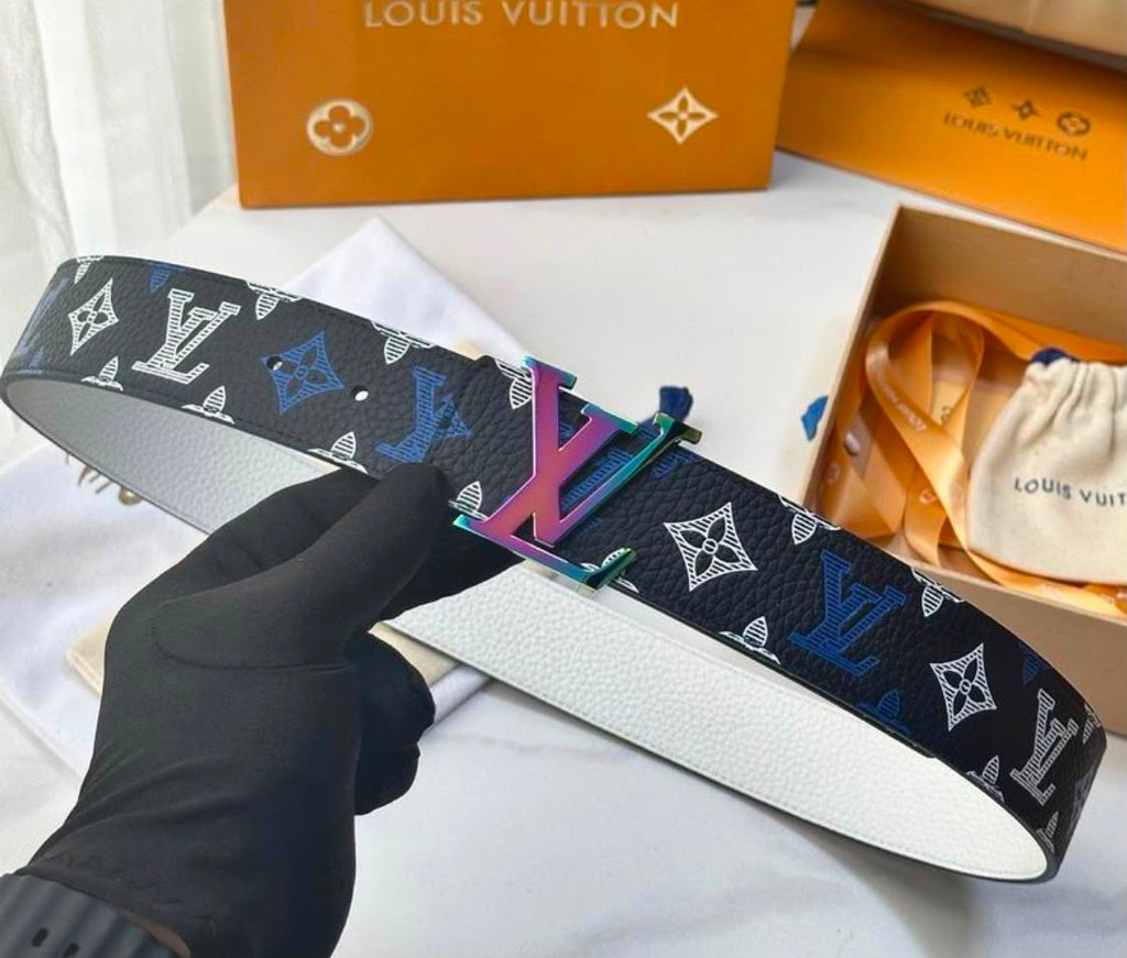 Cinturón Louis Vuitton LV Shape 40mm Reversible Belt "Monogram Multicolor / Denim Blue"